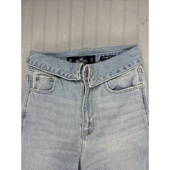 Hollister Size 0 Womens Jeans Ultra High Rise Mom Stretch Light Wash - Picture 2 of 6